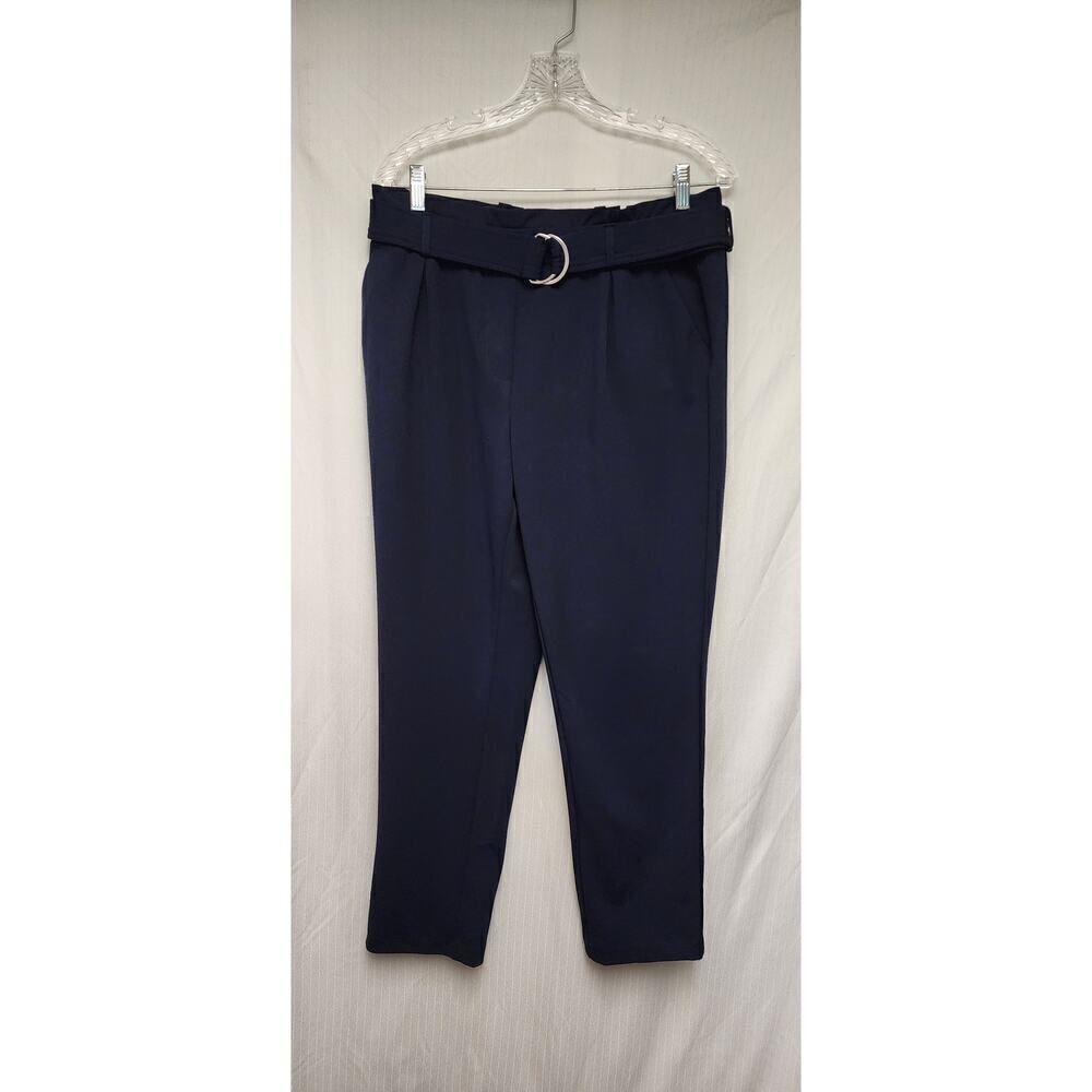 CATO PLUS PETITE PAPER BAG WAIST PLEATED NAVY SLIM ANKLE PANTS SIZE LARGE - Picture 5 of 5